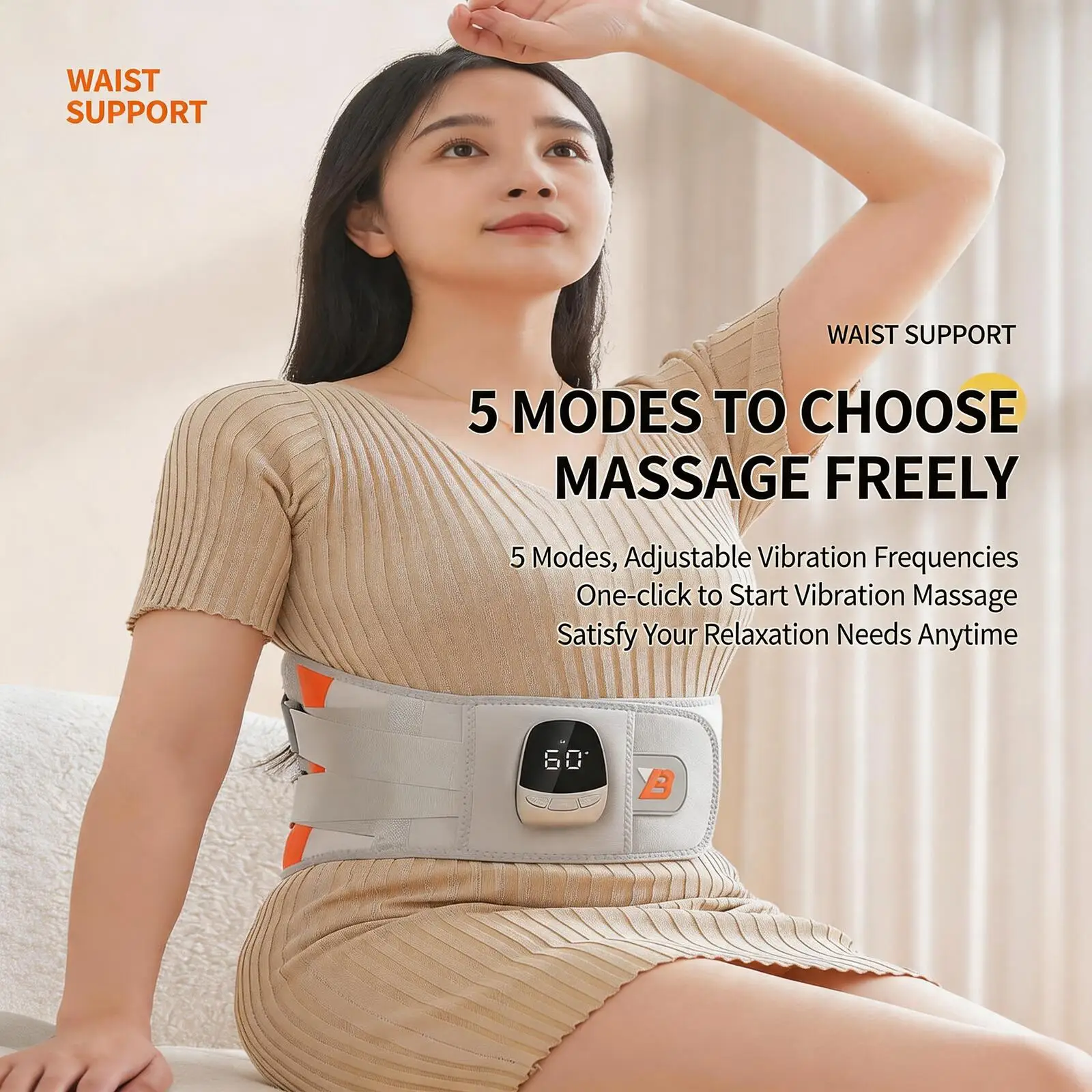 JianYouCare Waist Massager Powerful Motor Unisex Design Vibration Abdomen Heat Therapy Belt Weight Loss Shaping Active Recovery