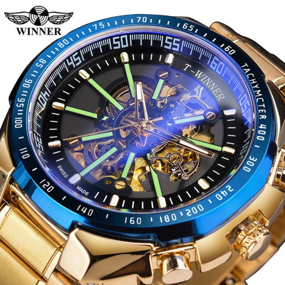 

Military Style High-End Luxury Business Men's Watch, Fully Automatic Mechanical Watch, Waterproof, Hollow Design, Unique European and American Style, Luminous, Waterproof, Fashionable, Trendy, Simple Men's Wristwatch