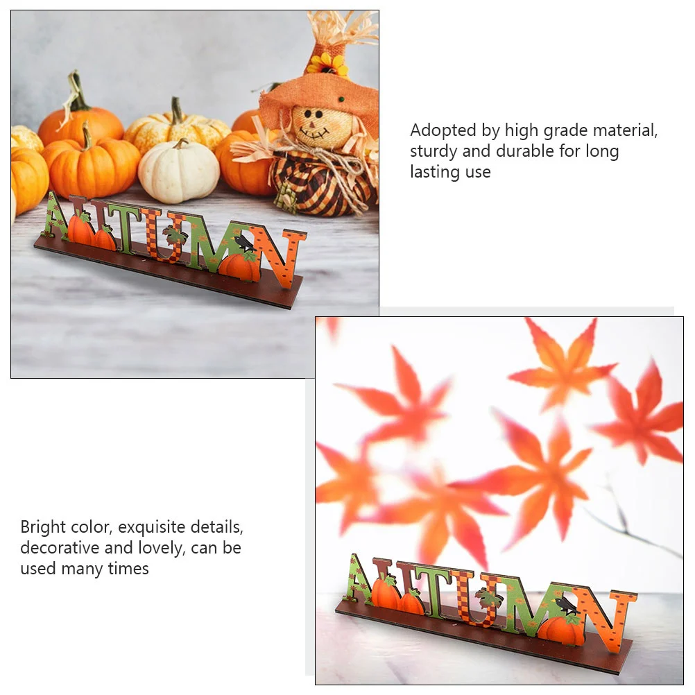 

2Pcs Thanksgiving Wood Letter Ornaments Hollow-Out Decor Desktop Decoration Autumn Party Supplies