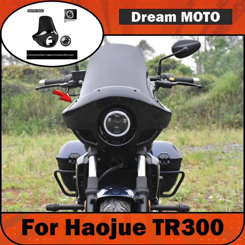 【Premium】For Haojue TR300 Customized “Pig Head” Style DS Retro Headlight Covers – Special Accessories for Front Windshield Decor