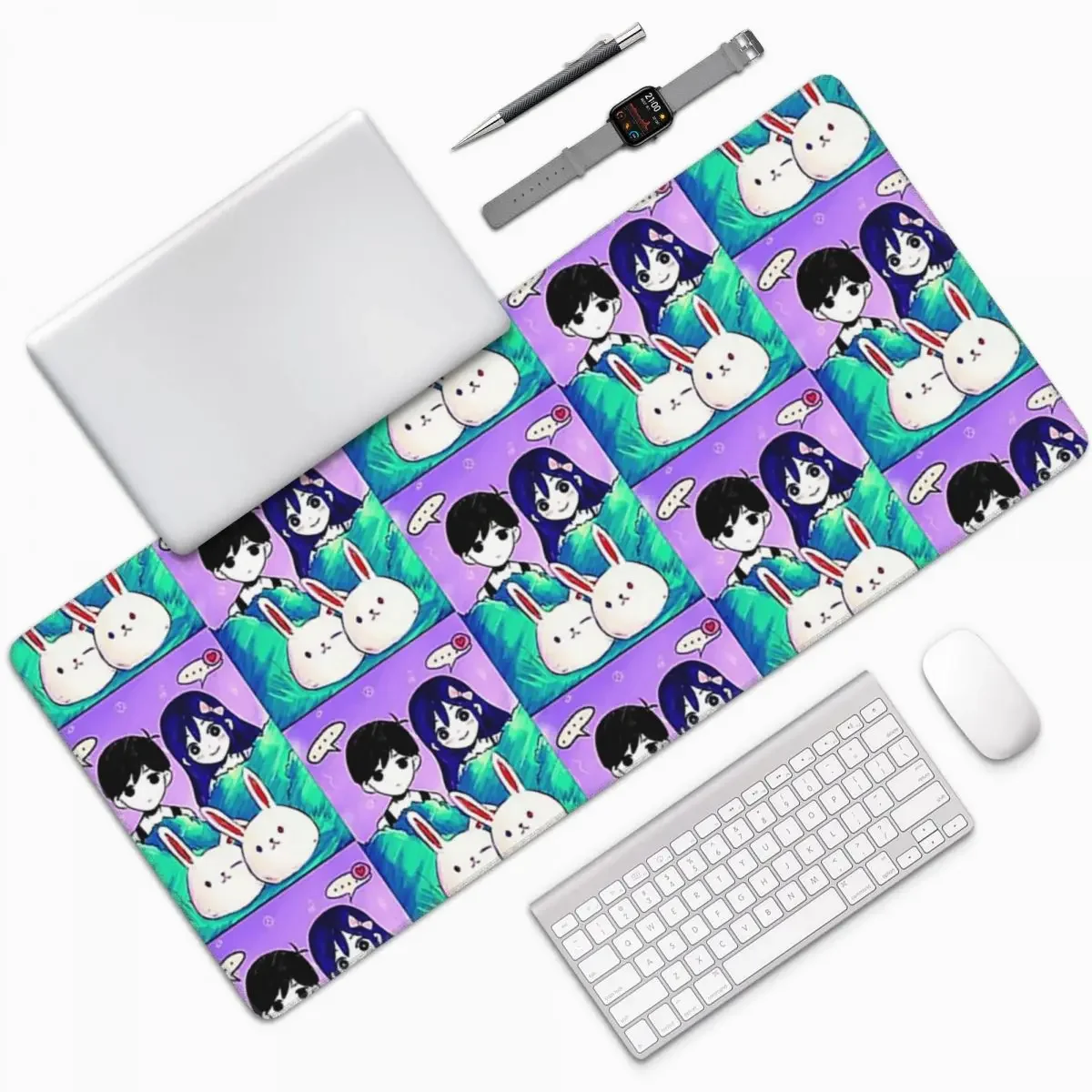 Omori Game Basil Mari Kel Aubrey Large Mouse Pad Computer Keyboard Mouse Mat Gaming PC Laptop Desk Mat Accessories Table Mats