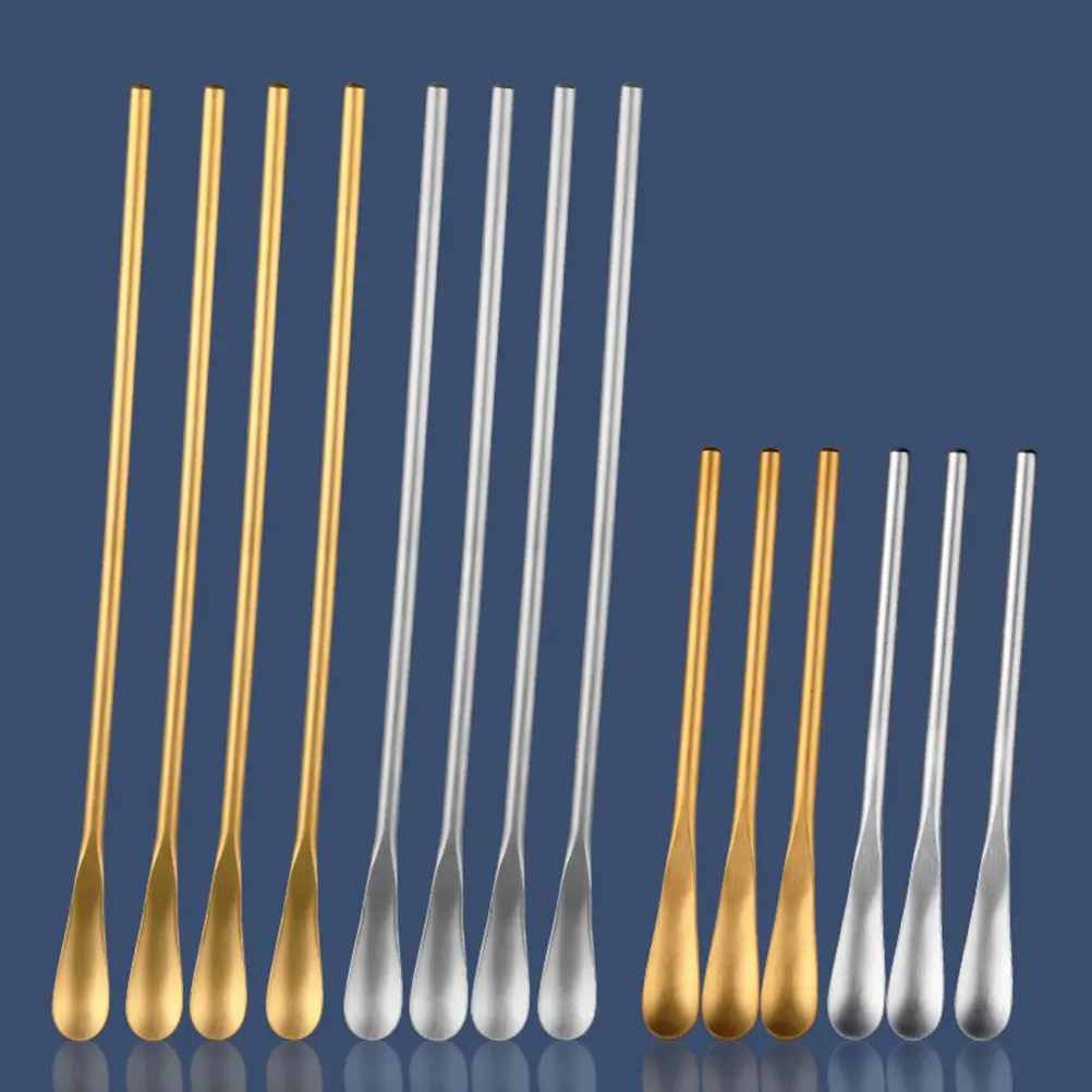 4Pcs Stainless Steel Ice Cream Spoon Set Premium Corrosion-Resistant Heat-Resistant Multi-Use Stirring Spoon for Cocktails Ice