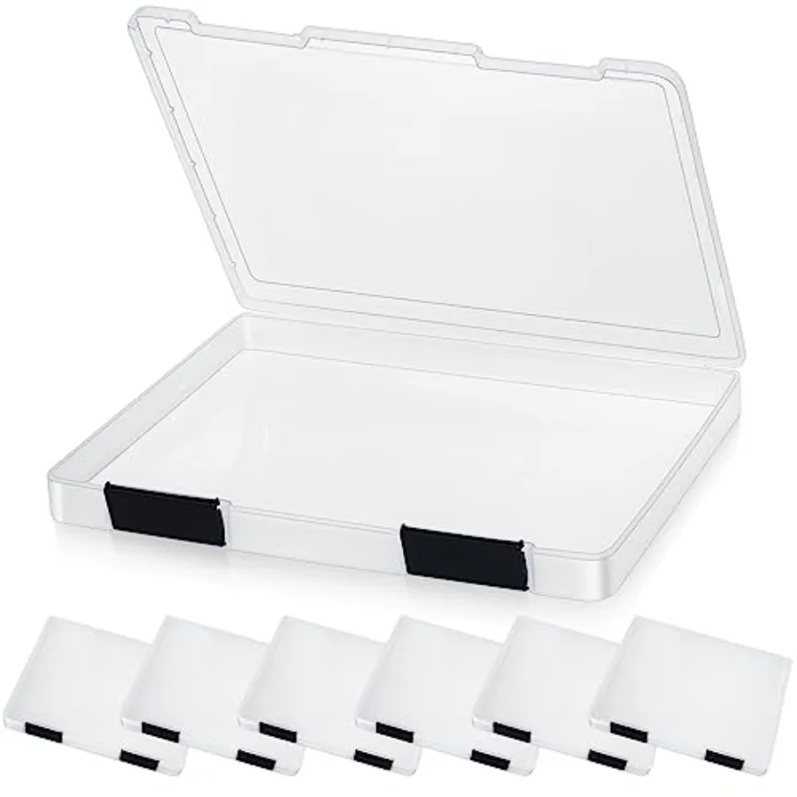 

6 Pcs Clear Paper Storage Box A4 Plastic File Box Document Paper Organizer Storage Board Game Project Cases Containers with Buc
