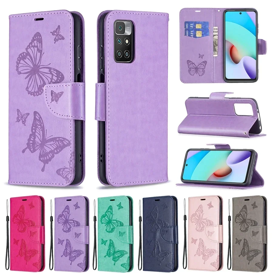 Wallet Card Slot Butterfly Embossing Magnetic Flip Leather Case For Xiaomi Redmi 13C 12C 10C Note 13 12S 11 10 9 Pro Poco X5 C65