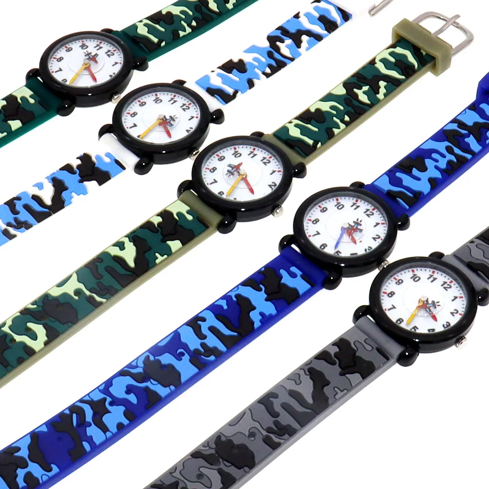 Montre numérique à quartz avec bracelet en silicone pour enfants, montre-bracelet d'anniversaire pour étudiants, horloge décontractée pour garçons, aiguilles d'avion, nouveau