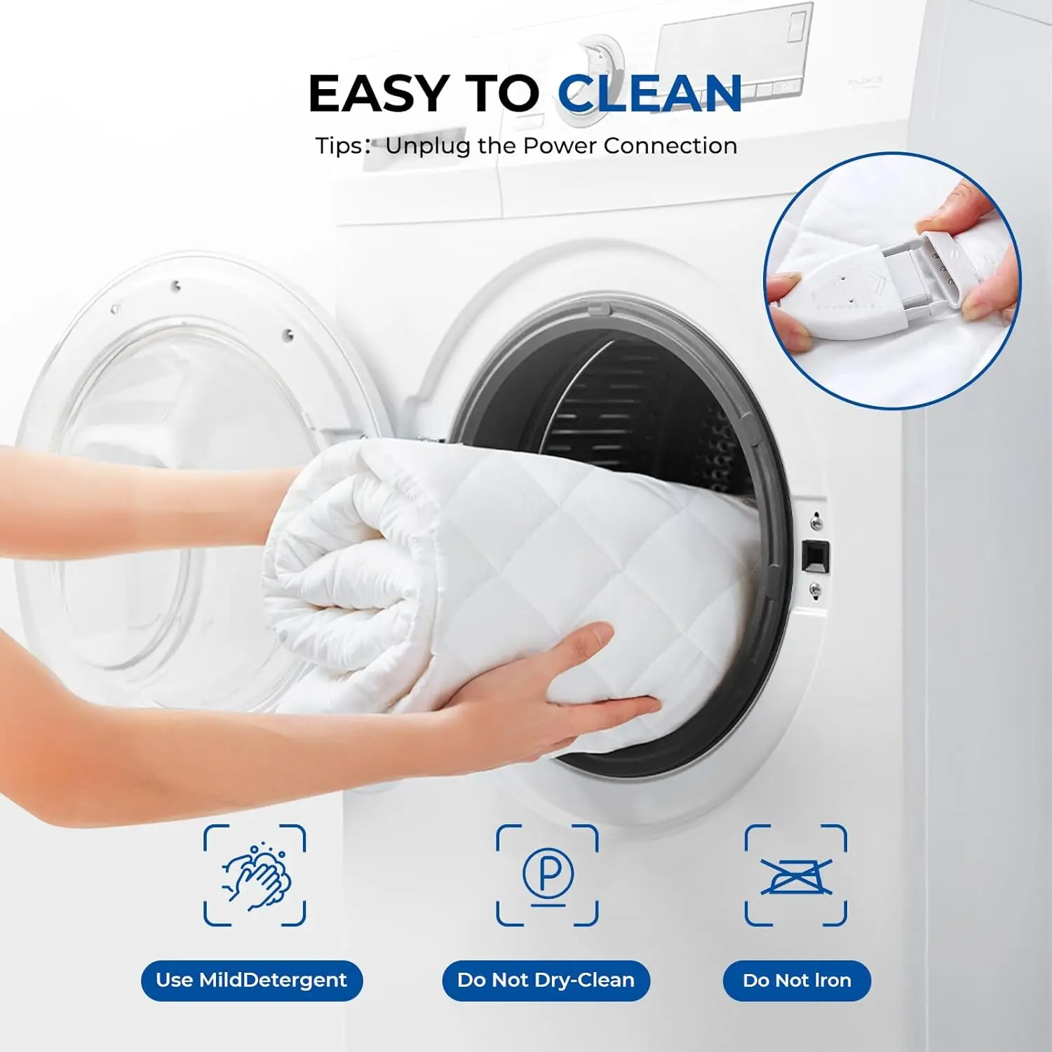 Queen Size Heated Mattress Pad with Dual Zone Control, 10 Heat Settings & Auto Shut Off for Comfortable Sleep