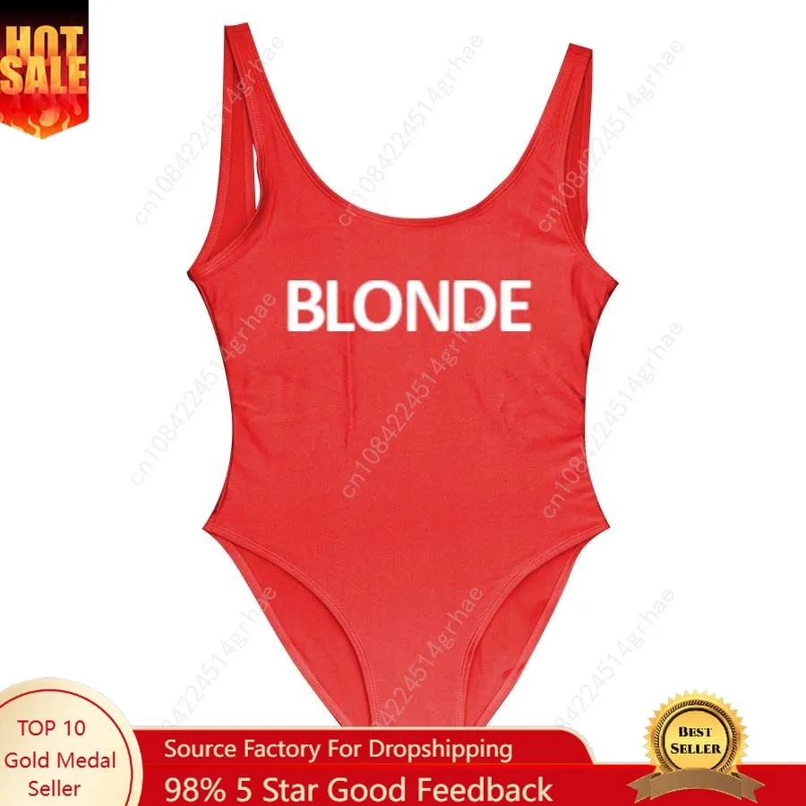 

BLONDE Women One Piece Swimsuit Sexy Bodysuit Swimwear 11 Colors Red Swim Suit Backless Mayo Monokini Sexy Badpak One-Piece