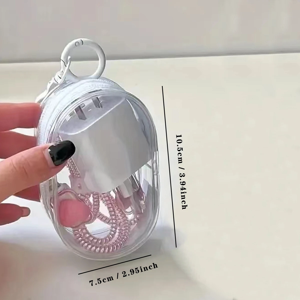 YANZAI 1PC Mini Keychain Bag Cable Storage Bag With Zipper  Digital Charger Waterproof Protective Case for Outdoor Portable