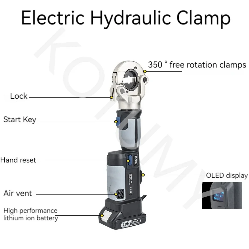 Electric Hydraulic Crimping Pliers 18V Rechargeable Continuous Crimping Pliers Cable Real-time Digital Display Hydraulic Pliers