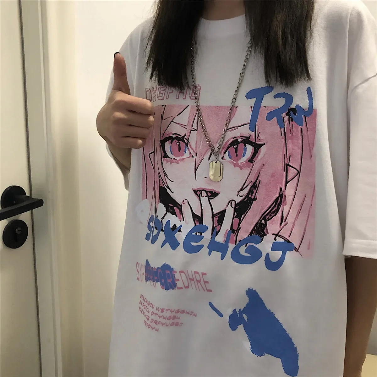 Women's T-Shirt Retro Print Short Sleeve Loose Fit Versatile Half Sleeve Top No Back Graphic for Men Fashionable Casual Style