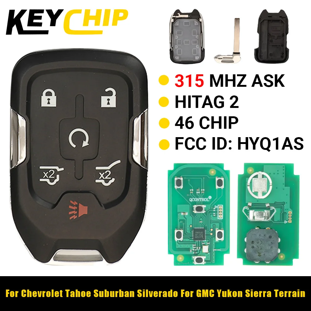 KC 315Mhz 46Chip HYQ1ES para Chevrolet Tahoe Suburban Silverado para GMC Acadia Sierra Terrain 2021 2022 2023 2024 llave de coche inteligente