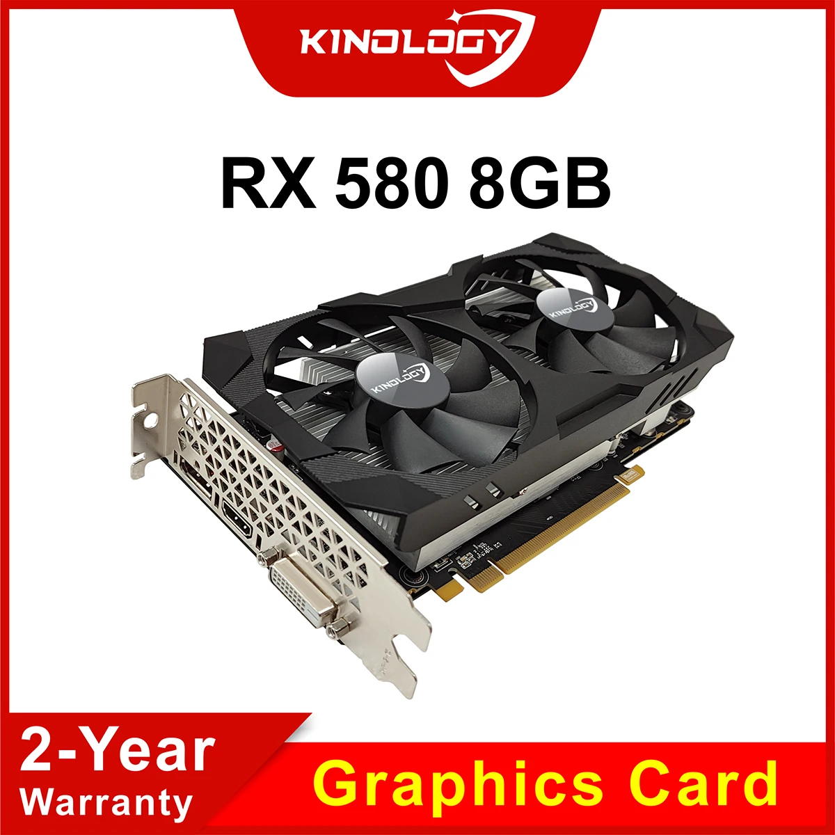 Kinology AMD RX580 8GB 2048SP Graphics Cards GDDR5 256BIT PCI-E 3.0 HD DP Slot Mining GPU RX 580 8G Video Card DVI Port