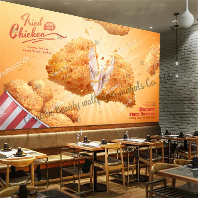 Fried Chicken Fast Food Wallpaper Industrial Decor Mural Restaurant Snack Bar KTV Background Wall Papel De Parede Wallpapers