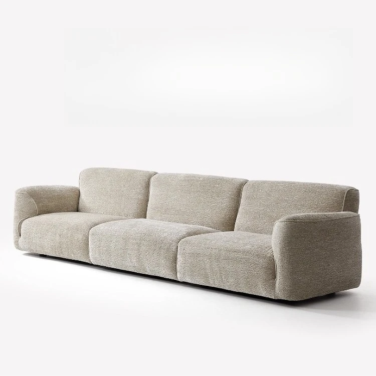 Steel frame sofa Italian chenille fabric sofa straight row size apartment