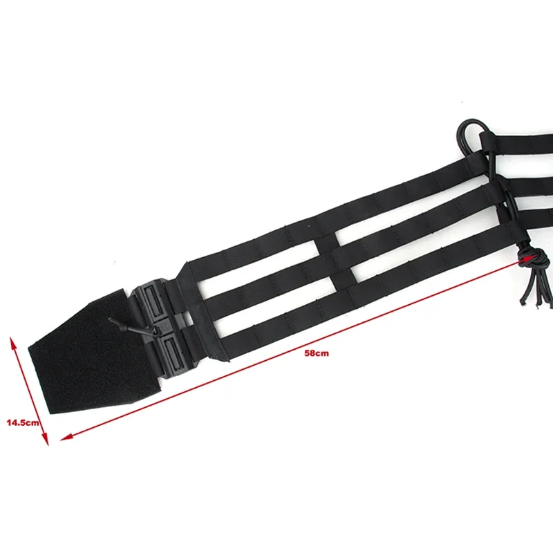 Chaleco táctico negro con sistema MOLLE y hebilla magnética