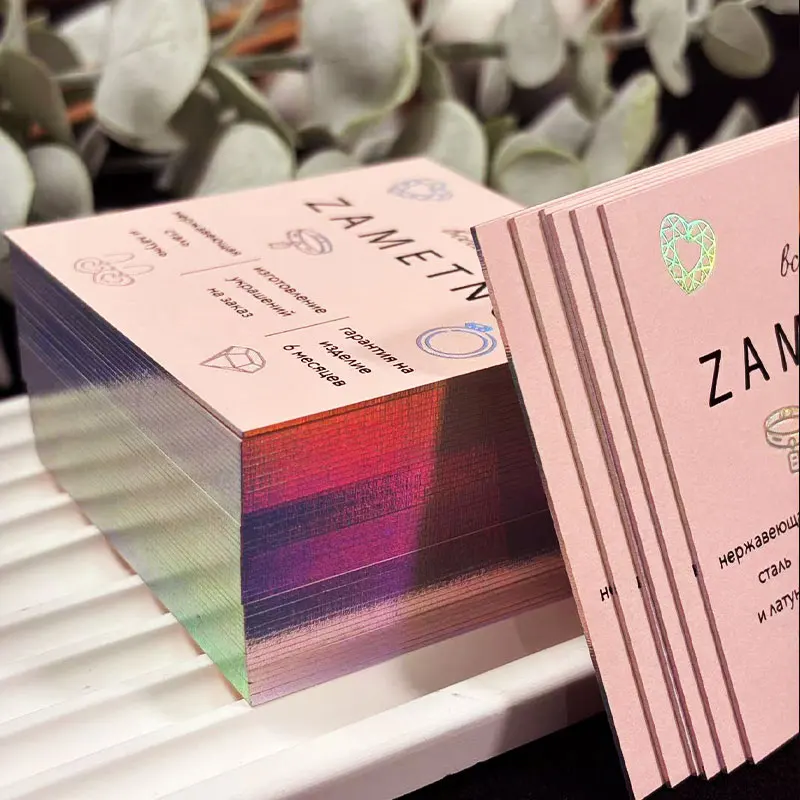 Custom Jewelry Thank You Cards Personalized Packaging Inserts with Holographic Details for Handmade Jewelry Shop