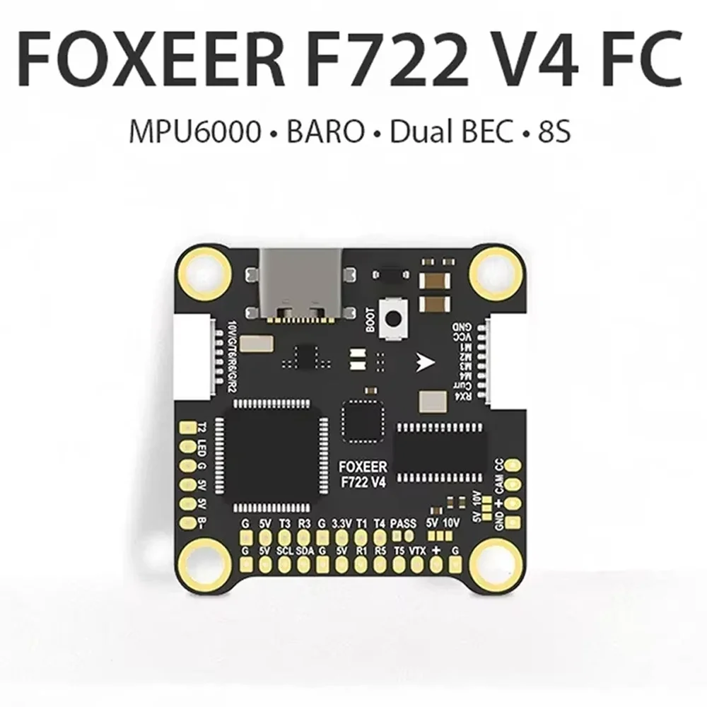 Foxeer F722 V4 FC Flight Controller 16M Flash Memory Dual BEC ICM42688 DPS310 MR1864 for Fpv Flight
