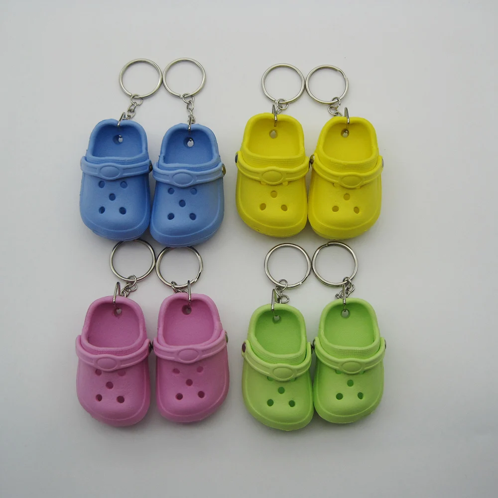 2PCS/Pair Lovely Cute Couple Lover Plastic Foam 3D Slipper Sandal Keyring Pet Doll Shoe Mini EVA Little Shoe Keychains