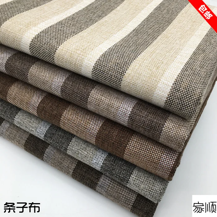 148cmx100cm Thicken Wear-resistant Coarse Linen Sofa Fabrics Coating Stripes Burlap Fabric DIY Table Cloth Curtain Sewing Fabric