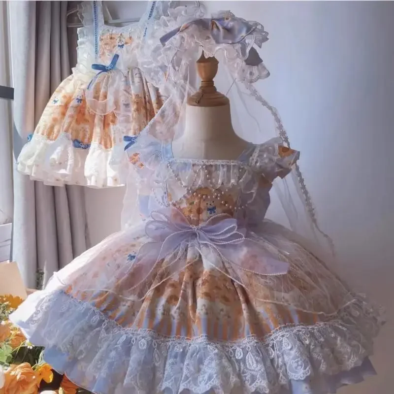 Girls Dress For Eid Luxurious Children Dresses Girl Princess Lolita Ball Gown Infant Birthday Party Princess Boutique Clothes