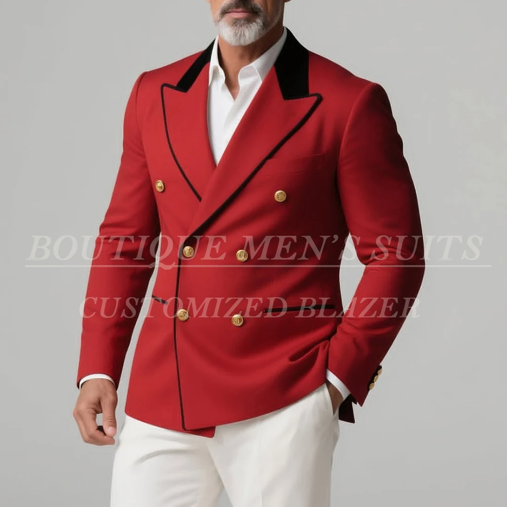 

Luxury Suits for Men Elegant Double Breasted Peak Lapel Slim Fit 2 Piece Jacket Pants Sets Fashion Daily Outfits Costume Homme