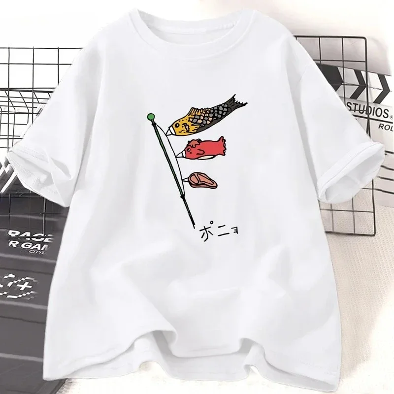 

Japanese Carp Flag Ponyo T-shirt Inspired By Anime Fish Studio Shirt T-shirt Women's T-shirt Vintage Graphic T Shirts Fashion