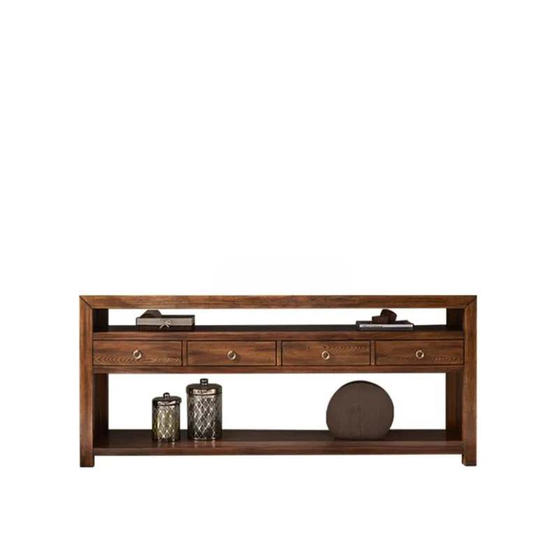 

American solid wood foyer, entrance cabinet, retro entrance platform integrated decoration