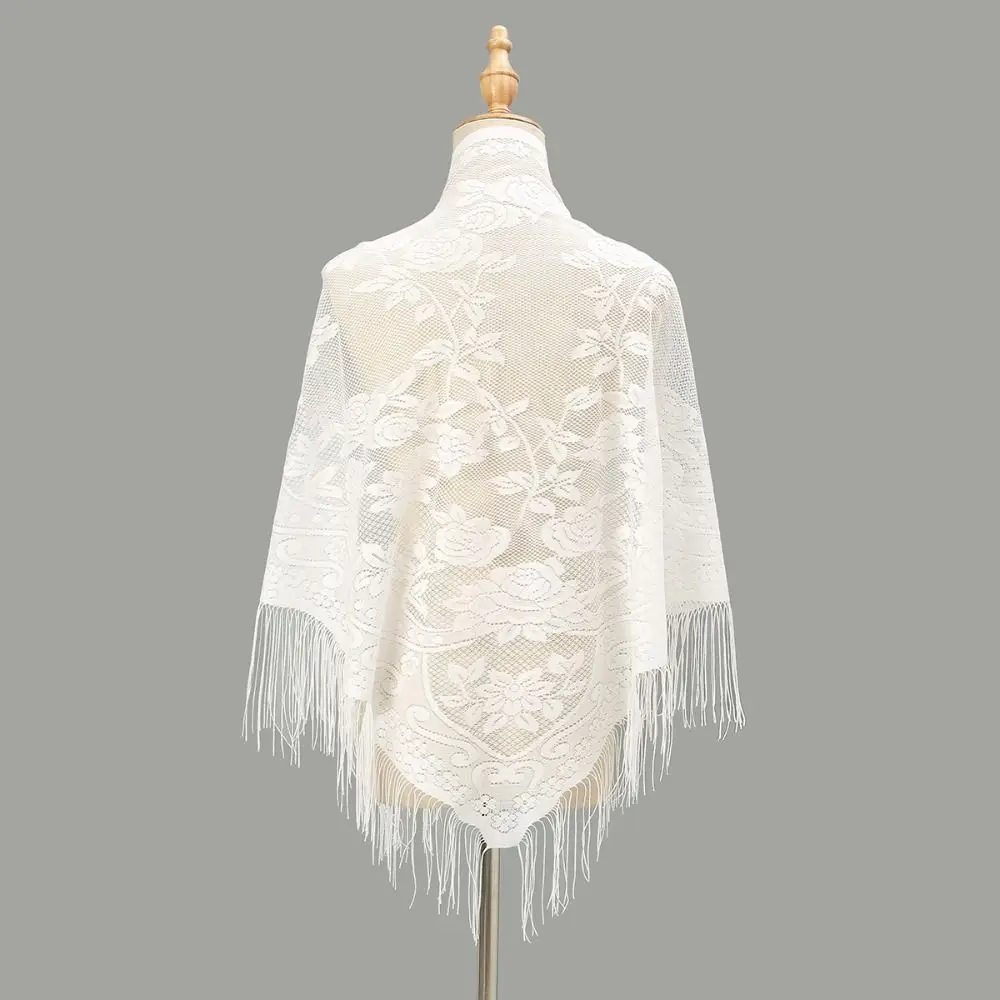 Wedding Accessories With Tassel Women Shawl Hollow Multicolored Evening Prom Cape Tulle Shawl Party
