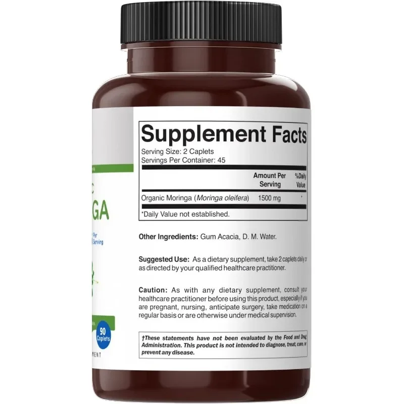 Organic Moringa Capsules 1000mg Capsules - Moringa Leaf Supplement - Energy, Metabolism, and Immune Support 60 Capsules