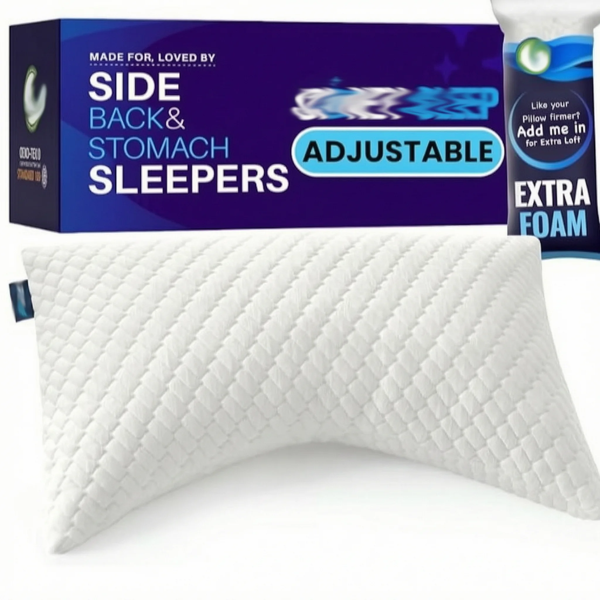 Ergonomic Sleep Comfort Pillow Shredded Memory Foam Adjustable Sleep