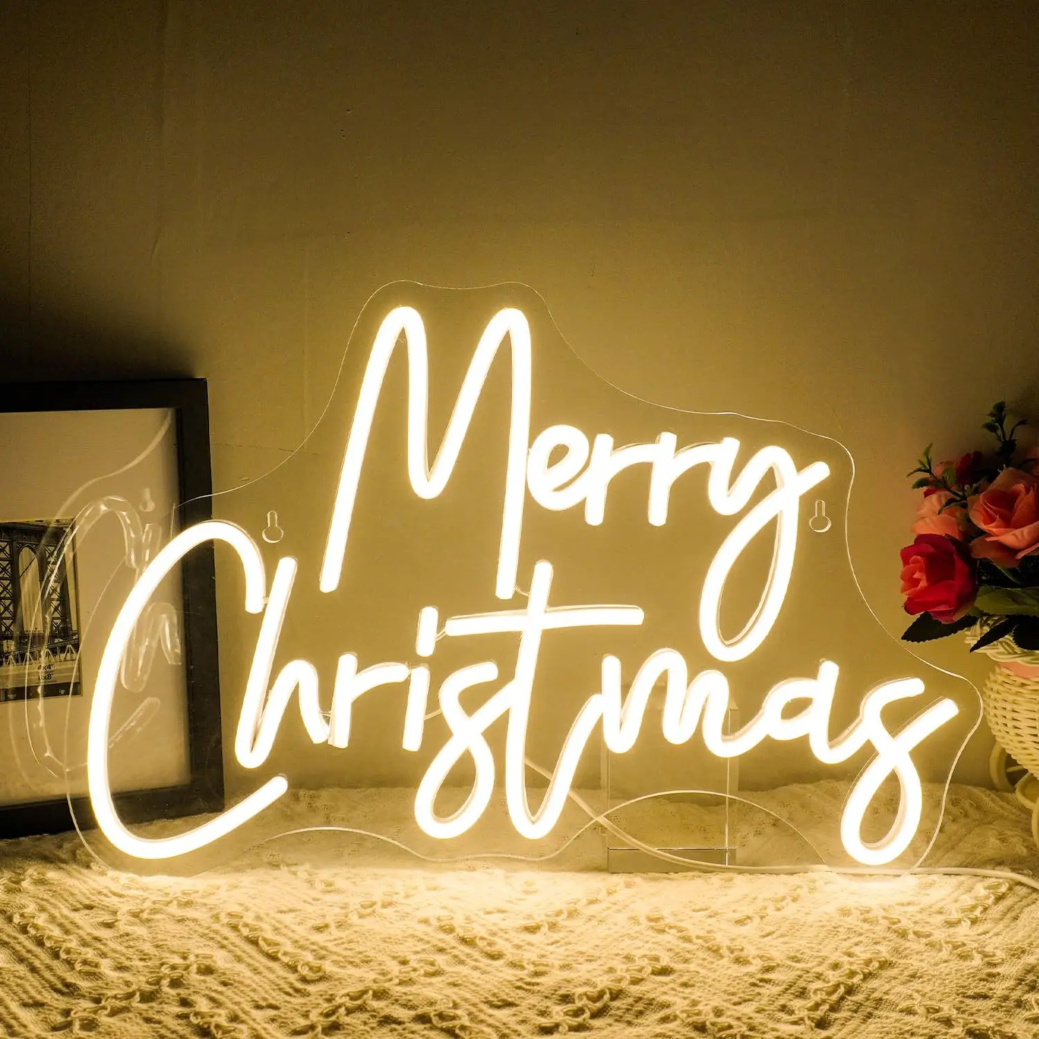 Merry Christmas Neon Sign USB Dimmable LED Neon Lights For Christmas Holiday Party Home Indoor Wall Backdrop Decoration Gifts