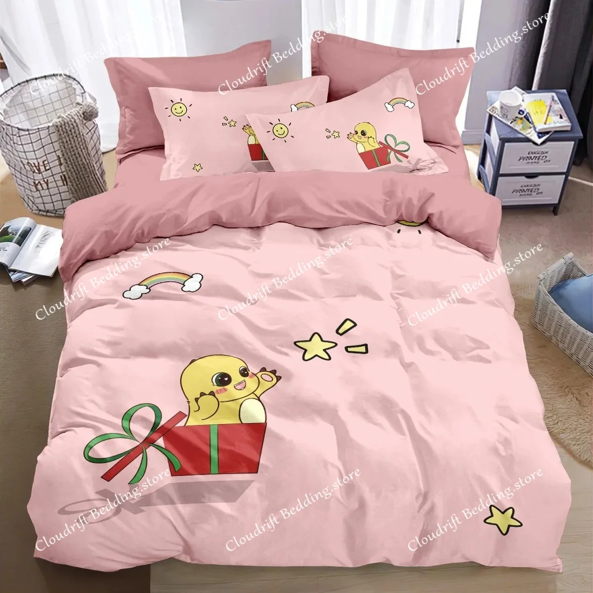 Exquisite 3D NAILONG Wallpaper Cute Cartoon Digital Printing Bedding Set Duvet Cover Comforter Bed Youth Kids Girls Gift