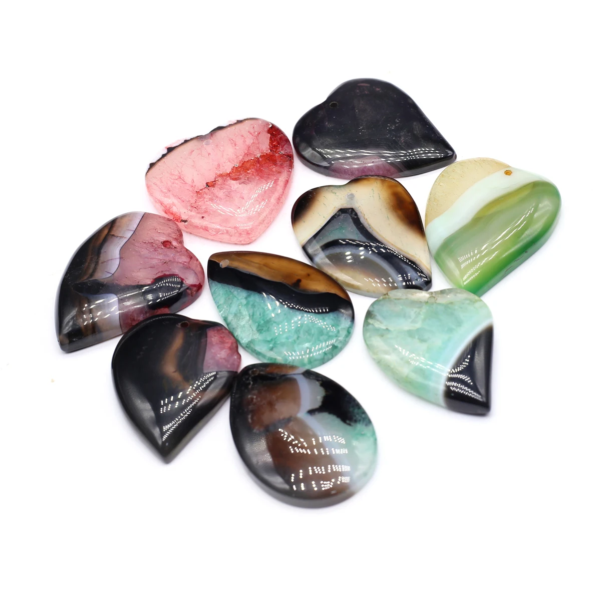 6PCS Wholesale Charm Natural Stone Random Color Shape Pendant 39x31mm Jewelry Making DIY Necklace Earring Accessories Gift