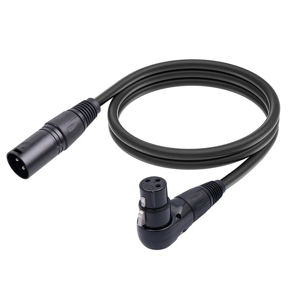 1pc XLR Microphone Extension Cable Adapter 90 Degree Right Angle 3 Pin XLR Male To Female Adapter For Speaker Studio Accessories