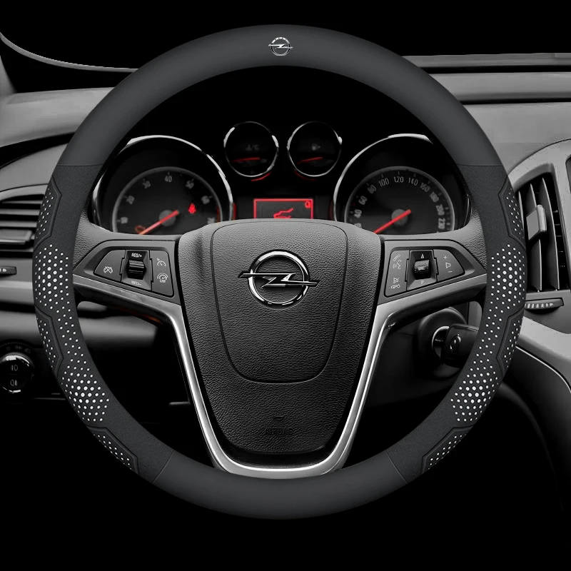 For Opel OPCline ASTRA CORSA INSIGNIA MOKKA VECTRA GTC Tigra Carbon fiber Suede Leather Car Steering Wheel Cover Accessories - view 3