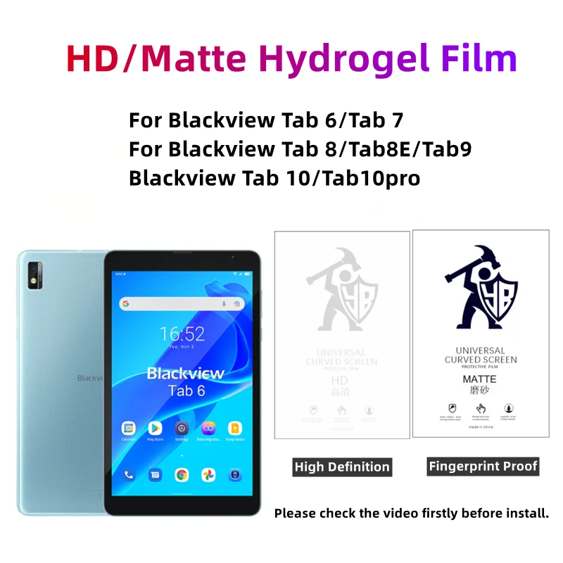 

2pcs Matte Tablets Hydrogel Film For Blackview Tab6 Tab8 HD Screen Protector For Blackview Tab10 Pro Tab7 Tab9 Protective Film