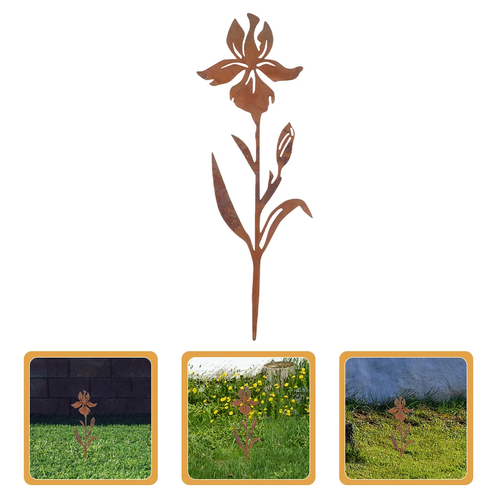 

Romantic Floral Metal Garden Decorations Vintage Country Style Durable Outdoor Lawn Statues Flowerpot Decorative Sign Iron