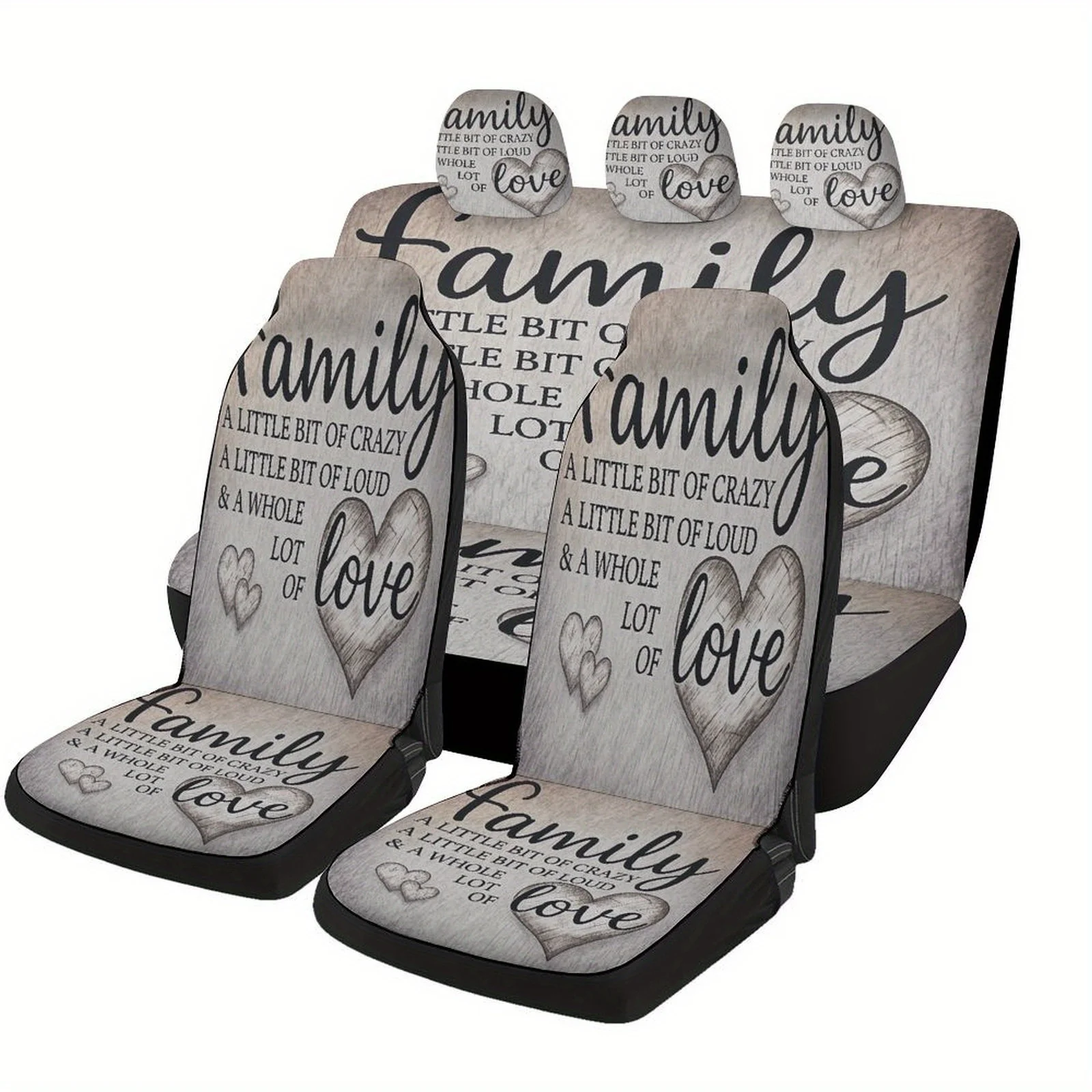 Family Love Sign Themed Car Seat Cover Set For Most Cars, Trendy Novelty Car Seat Protector Covers Full Set, Car Seat Covers Fo