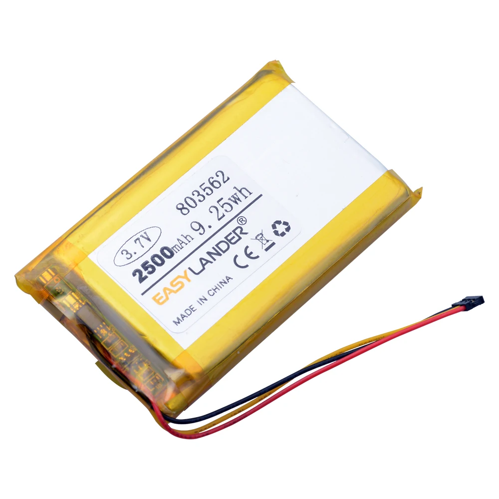 3-проводной разъем 3,7 В 2500 мАч 803562   Литий-полимерная литий-ионная аккумуляторная батарея для велосипедной видеорегистратора DVR GPS SIGMA ROX12.0