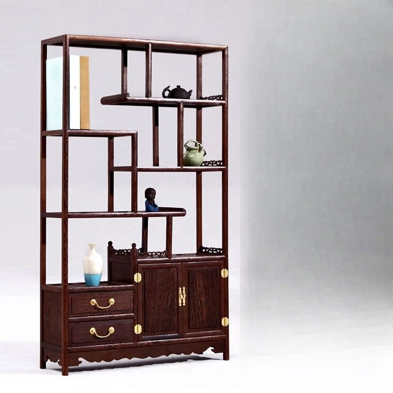 

Duobao Pavilion teapot antique display solid wood storage