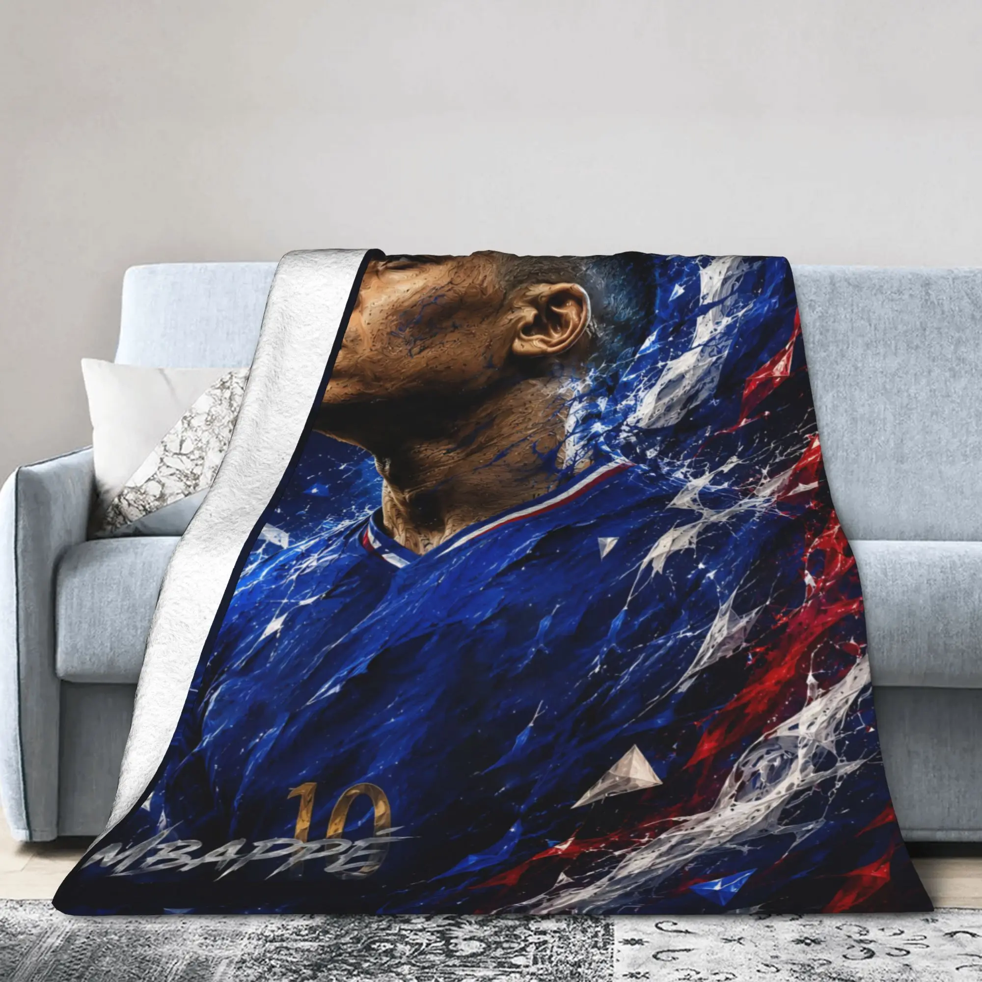 Mbappes Blanket Football Number 10 Flannel Funny Breathable Throw Blanket for Bed Sofa  Winter
