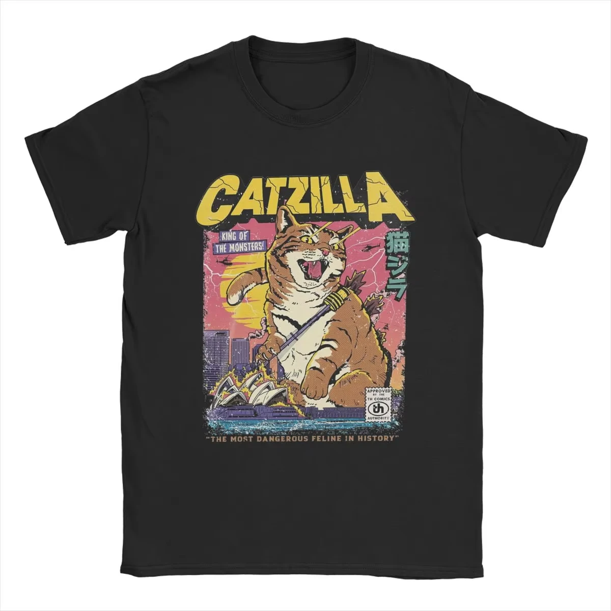 

Catzilla T Shirt Men's Cotton Awesome T-Shirts O Neck Tees Short Sleeve Clothes Original