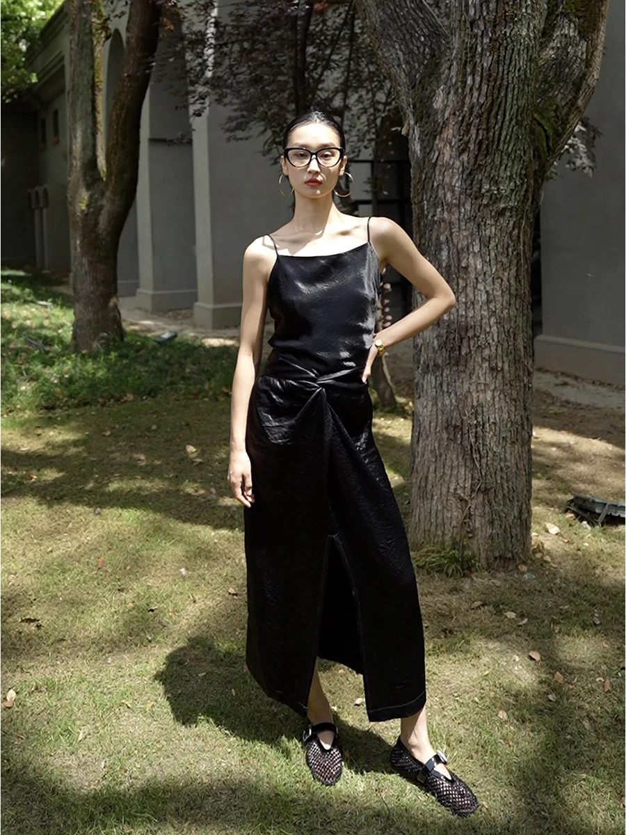 

Юбка LemonChen из ацетатной ткани с узлами, с легким эффектом помятости, создающая ощущение роскоши, женская модная коллекция Весна