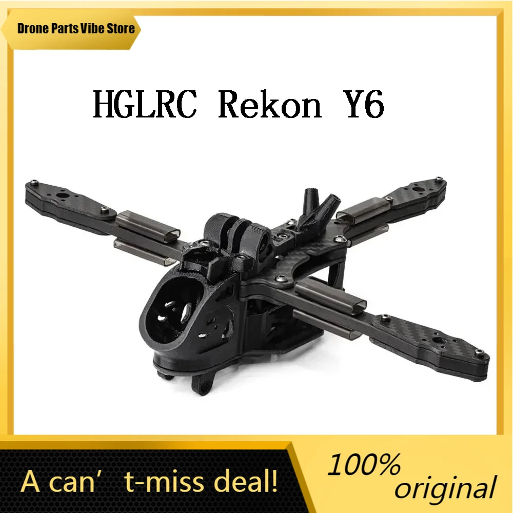 FyHGLRC Rekon Y6 5-Inch Frame Kit Y-Type 3K Carbon Fiber Long Endurance Compatible with Analog O3 Moonlight VTX for Drones