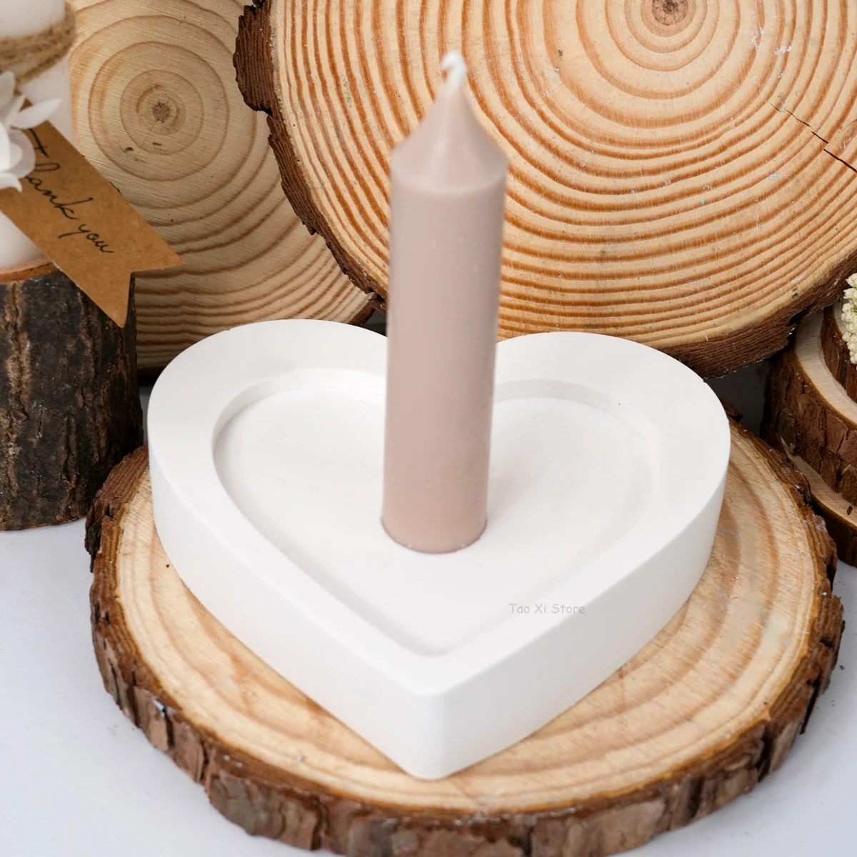 3D Love Candlestick Silicome Mold DIY Heart Shape Candle Holder Crafts Making Plaster Concrete Resin Casting Molds Home Decor