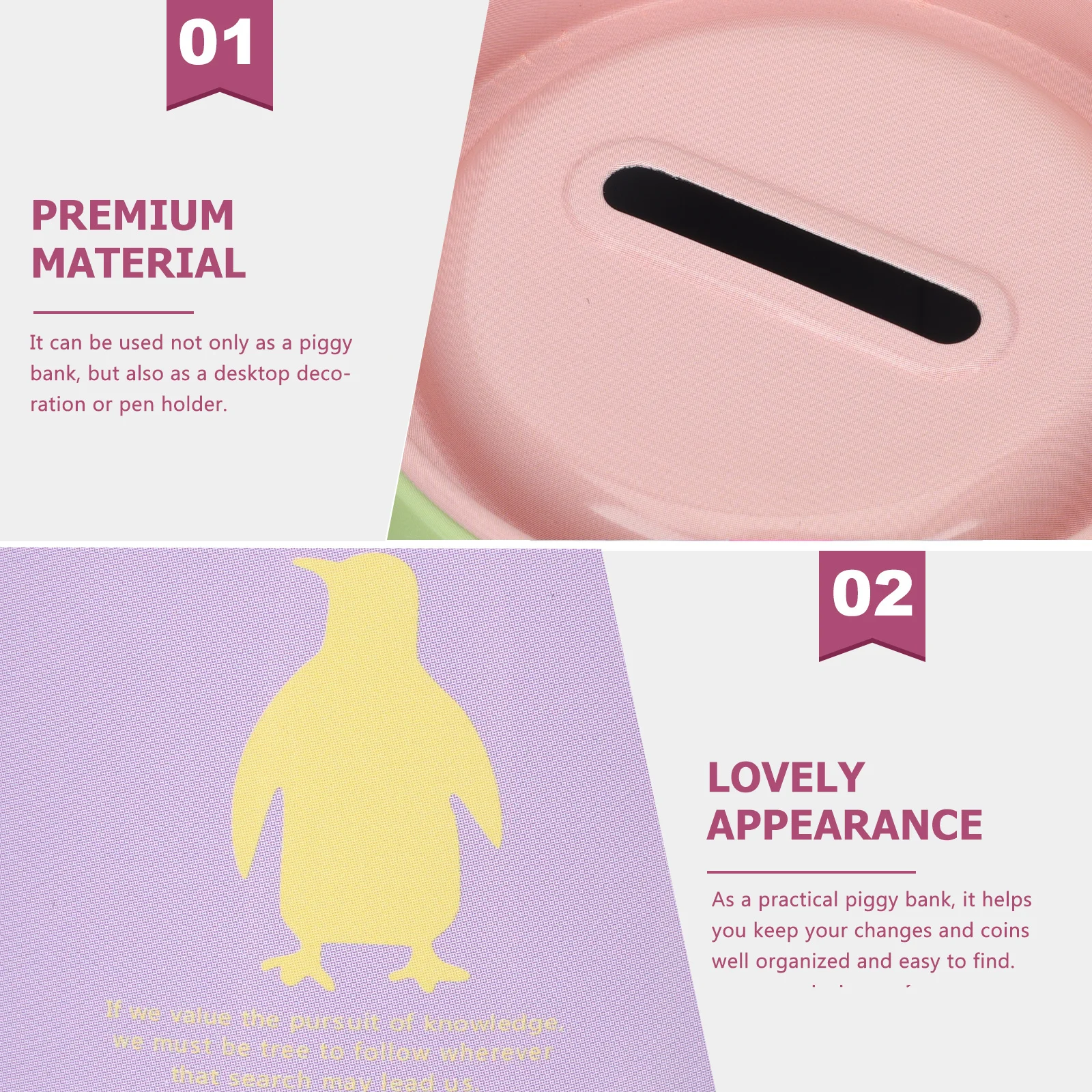 

4Pcs Cartoon Tinplate Piggy Banks Coin Container Money Saving Pot Desktop Decoration Pen Holder Coin Bank for Kids