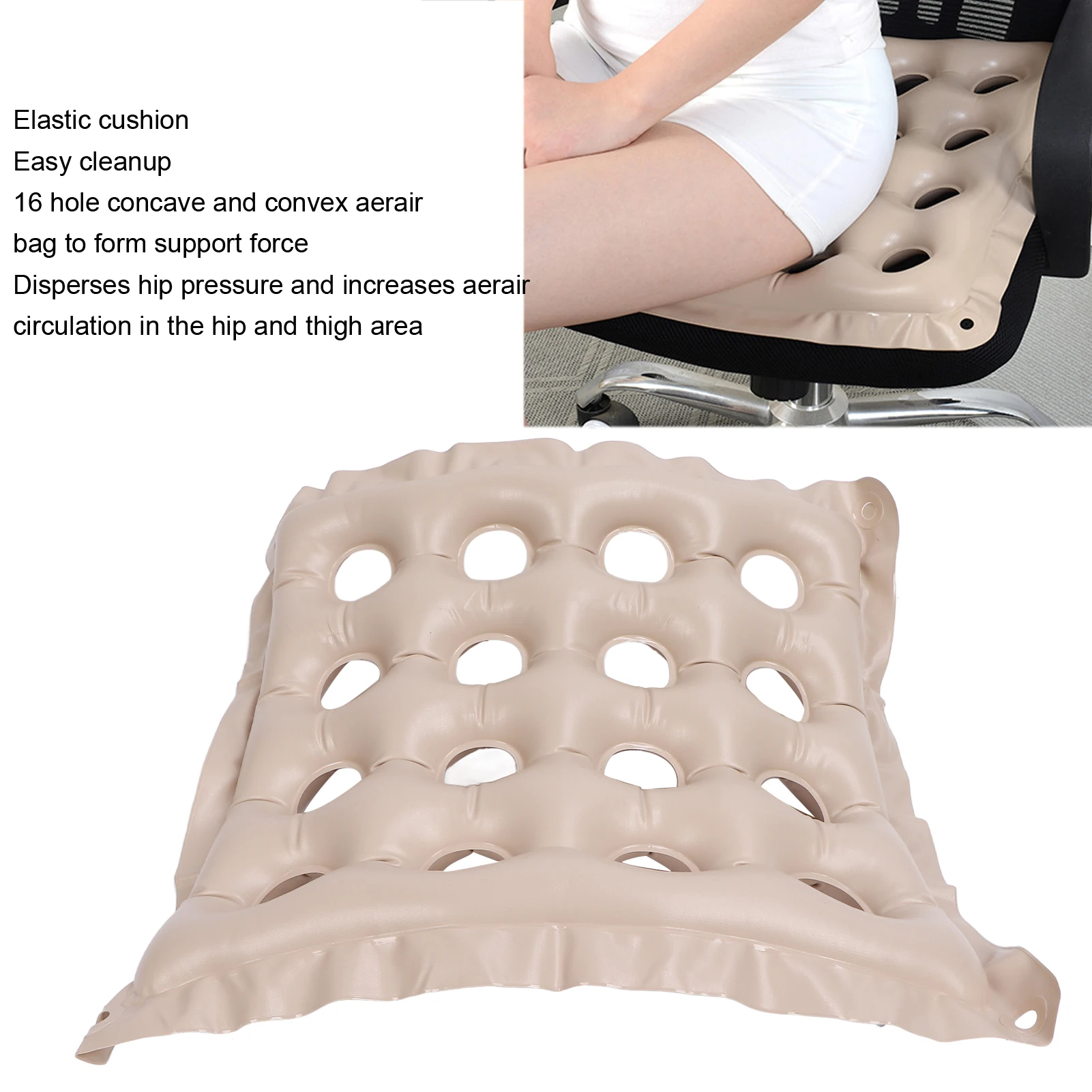 16 Holes Square Cushion Thickened PVC Inflatable Round Cushion Round Air Cushion Anti-decubitus Inflatable Cushion