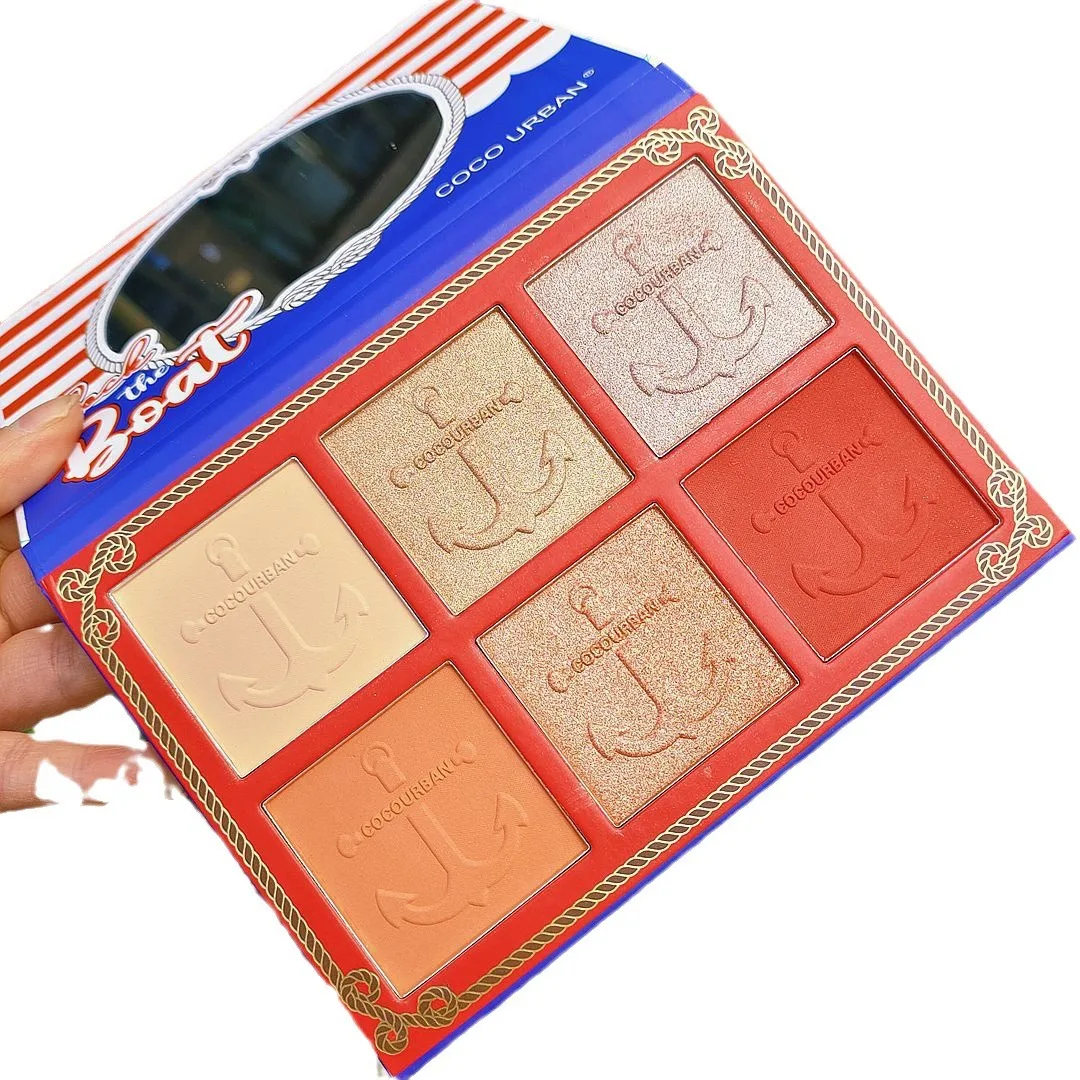 New 6-color Navy sailor multi-functional grooming high-gloss blush integrated makeup disc pearlescent high-gloss matte