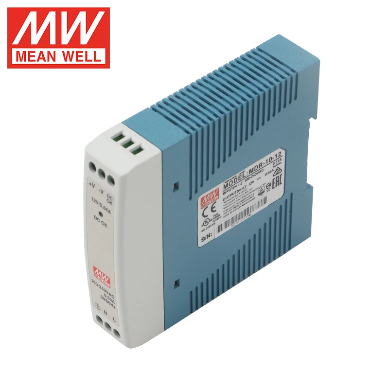 Meanwell MDR 10W Power Supply 12V 15V 24V 5V DC 10W Single Output Industrial DIN RAIL Power Supply with DC OK Active Signal