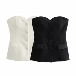 TRAF Strapless Bustier Tops for Women, Backless Tank Tops, Sexy Female Camis, Fashion